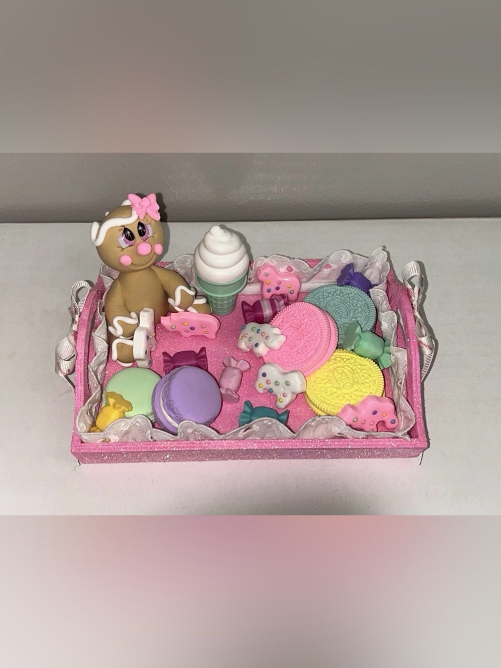 Festive Gingerbread Holiday Tray Décor - Candy Land Handmade